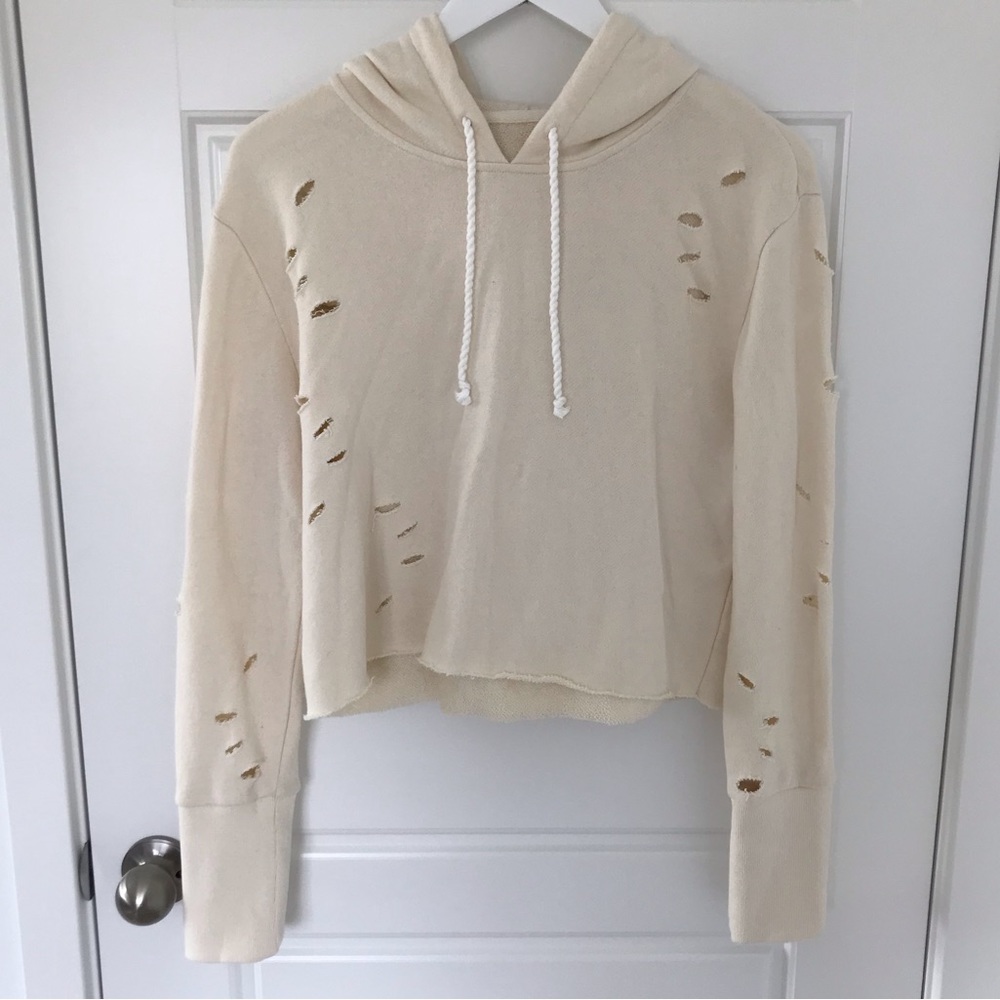 NOT BRANDED // NWOT Distressed Cropped Hoodie